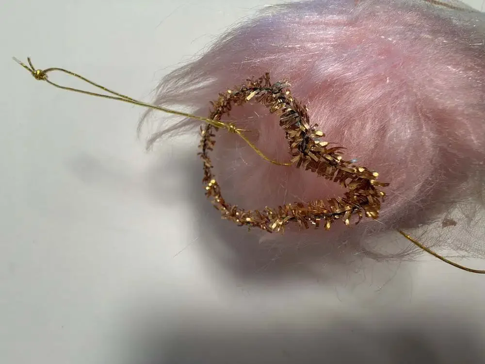 Vintage Mid-Century Japan Pink Hair Pixie Angel Ornament with Tulle Wings